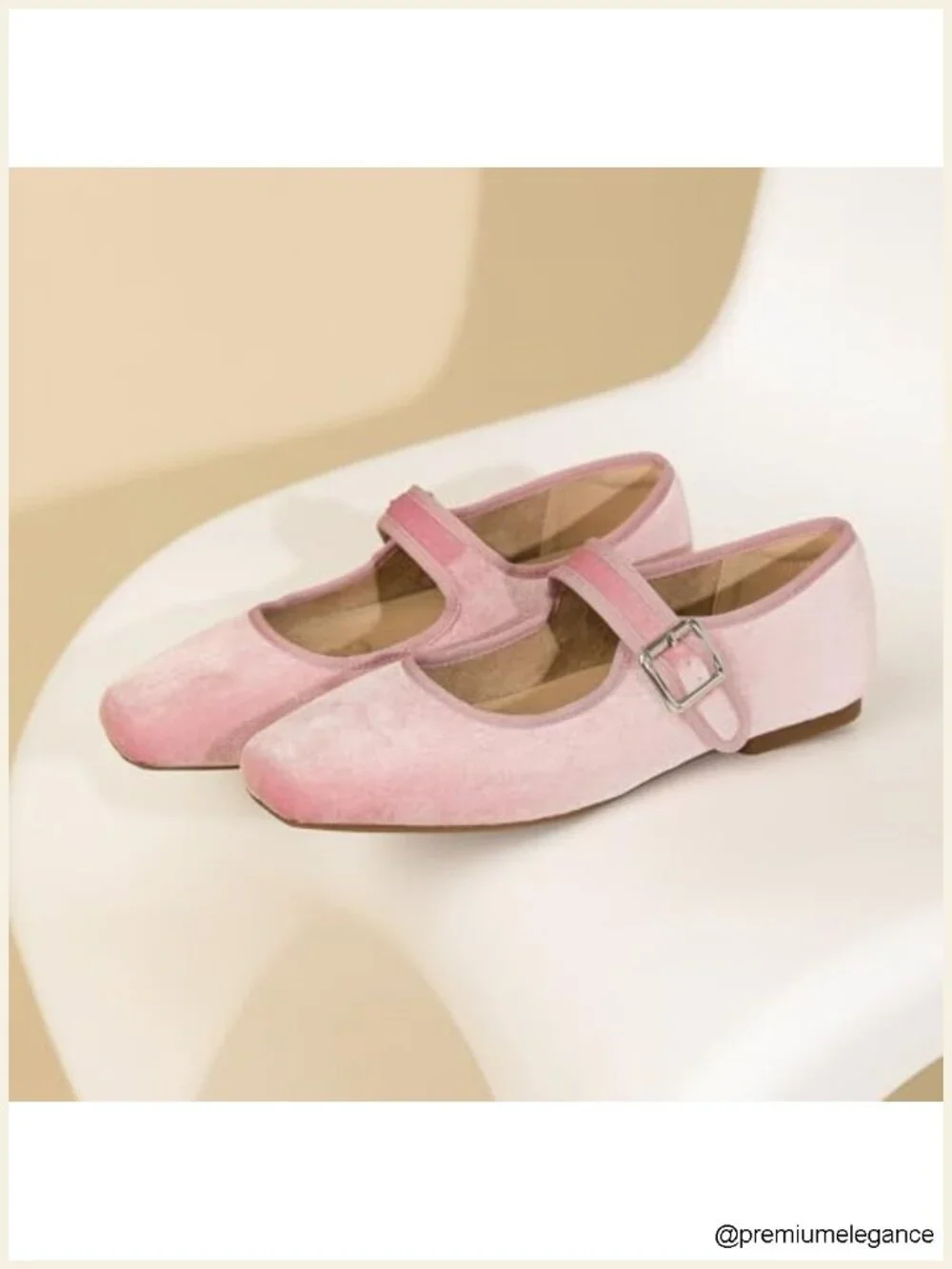 Women's Square Toe Ballet Flats - Faux Leather Mary Jane Shoes with Adjustable